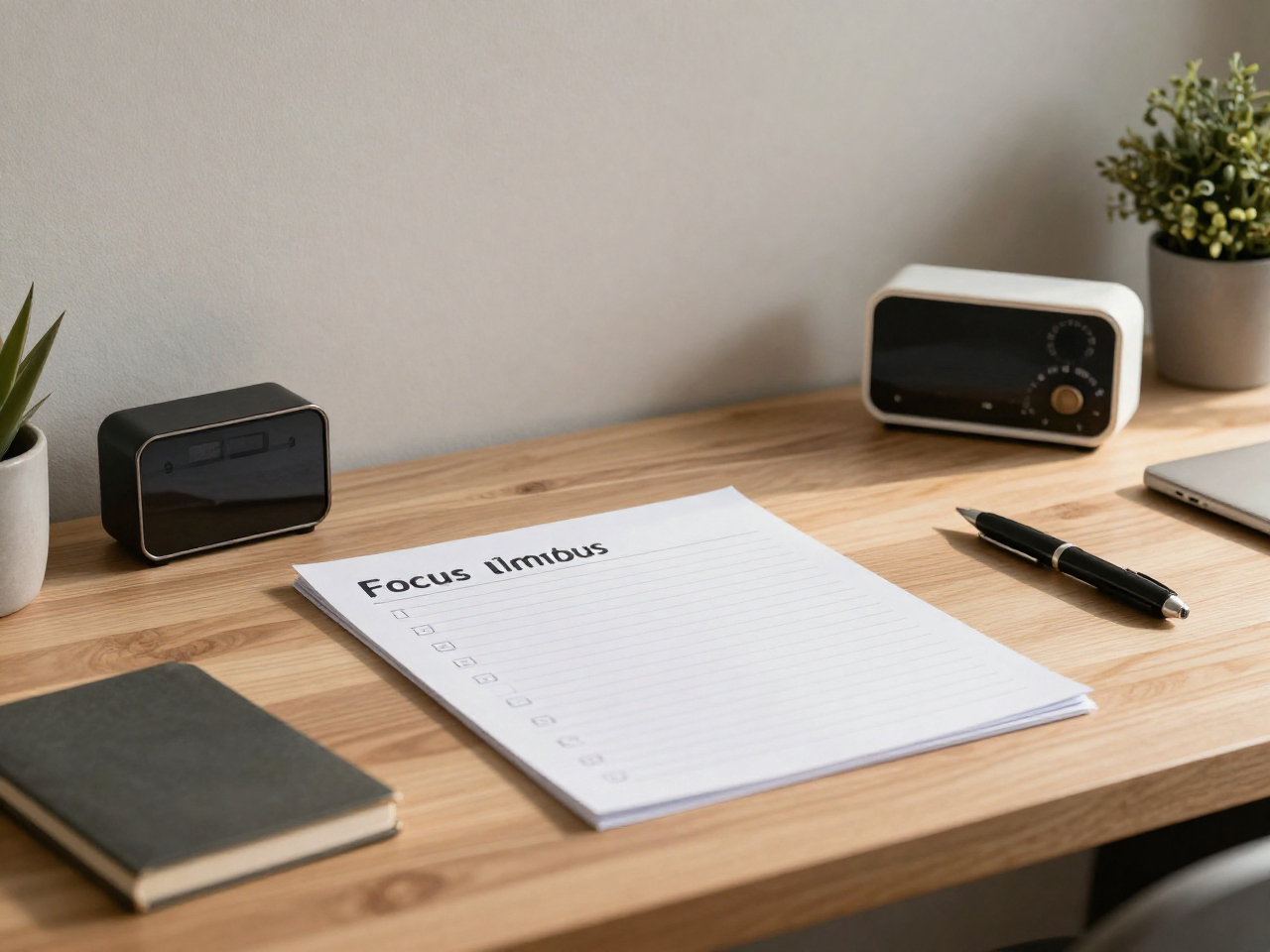 Creative workspace illustrating Movementbiomotio focus methods